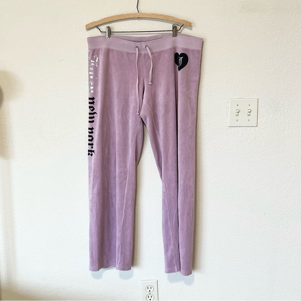 Vintage Y2K 2000s mcbling purple juicy couture velour New York track pants